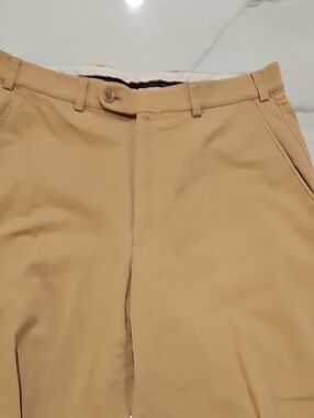 Hiltl Mens FLAT FRONT Khaki PANTS